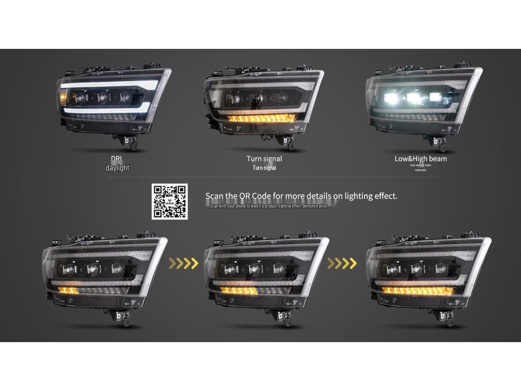 VLAND LED Headlight Assembly for 2019+ Dodge Ram 1500 with Turn Signal