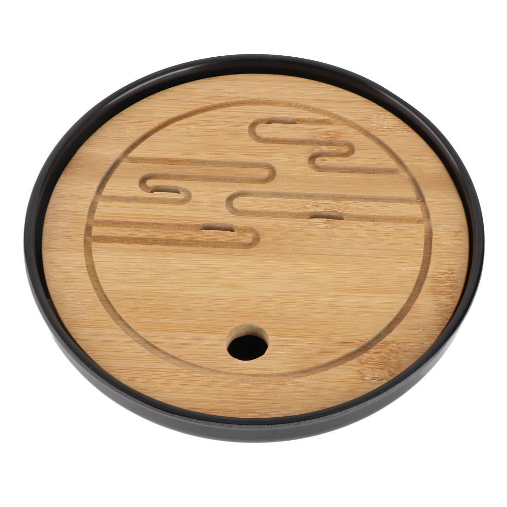 Bamboo Material Bamboo Tea Tray Black Color Kungfu Tea Tray Round Tea Tray  Tea Accessories S