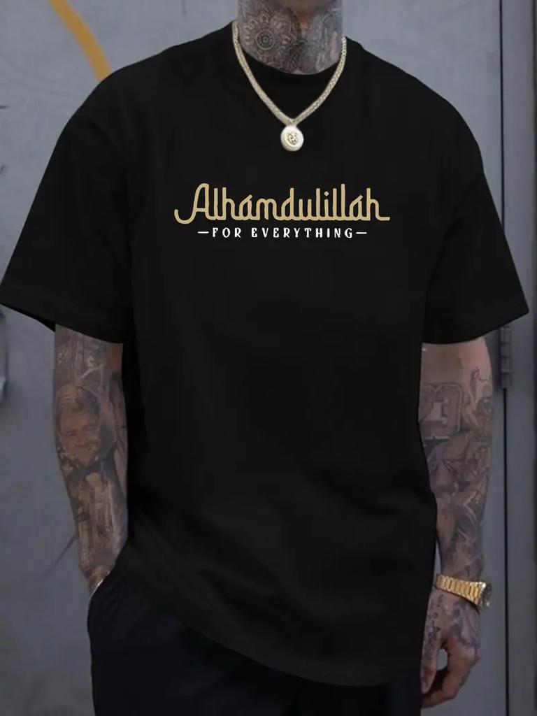 Mens casual short sleeved Tshirt Gratitude to Everything letter printed round neck design a musthave casual wear in summ