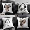1pc Kitten With Headphones Pillow Case Square Bedroom Sofa Leisure Comfort Cushion Car Living Room Home Decoration