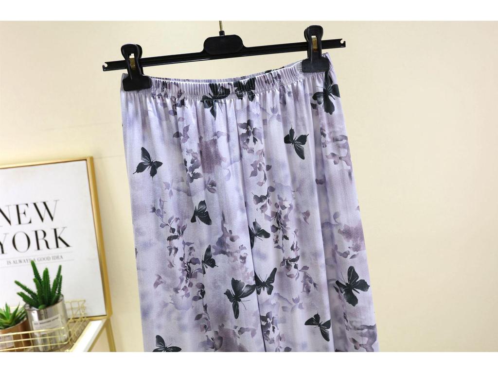 Women's French Romantic Wide-Leg Floor-Length Pants - Spring/Summer Plus Size, Elastic Waist