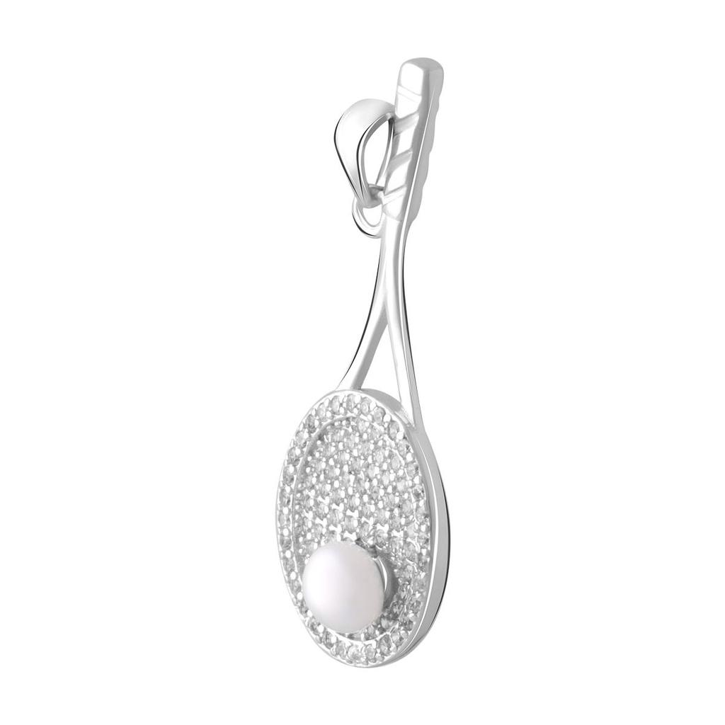 Silver Pendant with Cubic Zirconias, Pearls (2080909)
