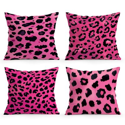 Rosa Leopardendruck Kissenbezug Bedrucktes Polyester 45x45cm Zierkissenbezug Dekorative Sofakissenbezug Heimdekoration