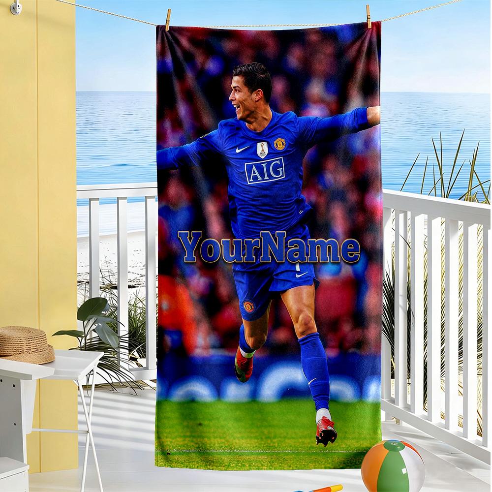 Cristiano Ronaldo Customized Name Beach Towel Soft Durable Quick-Dry Portable for SwimmingBeachCamping Travel Beach AccessoriesGym