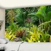 Tropischer Regenwald-Wandteppich, Wandbehang, Familienschlafzimmerdekoration, Polyestergewebe, böhmischer Pflanzenkunstdruck