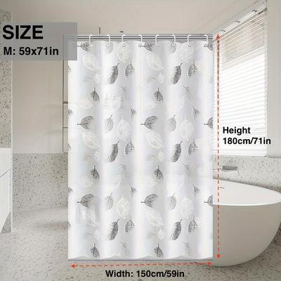 VIKAMA Minimalist Leaf Pattern Shower Curtain, Semi-Translucent, Waterproof, Modern Bathroom Design Home Decor