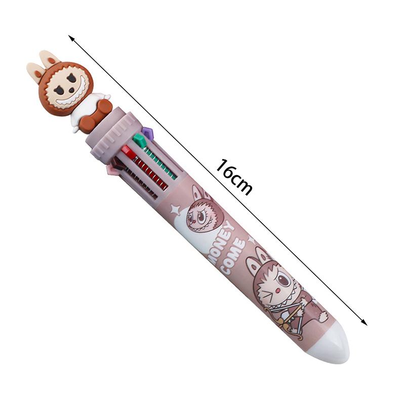 Cartoon Cute Labubu Ten-Color Ballpoint Pen Students Supplies School Office Writing Supplies Cute Gift Stationery Ball Point