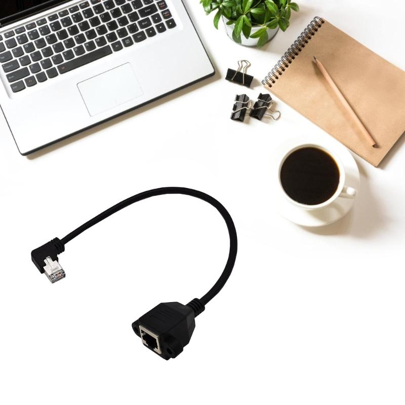 RJ45 Ethernet Extension Cable with Space Saving 90Degree Designing Cord Left/Right/Up/Down Elbowed Line