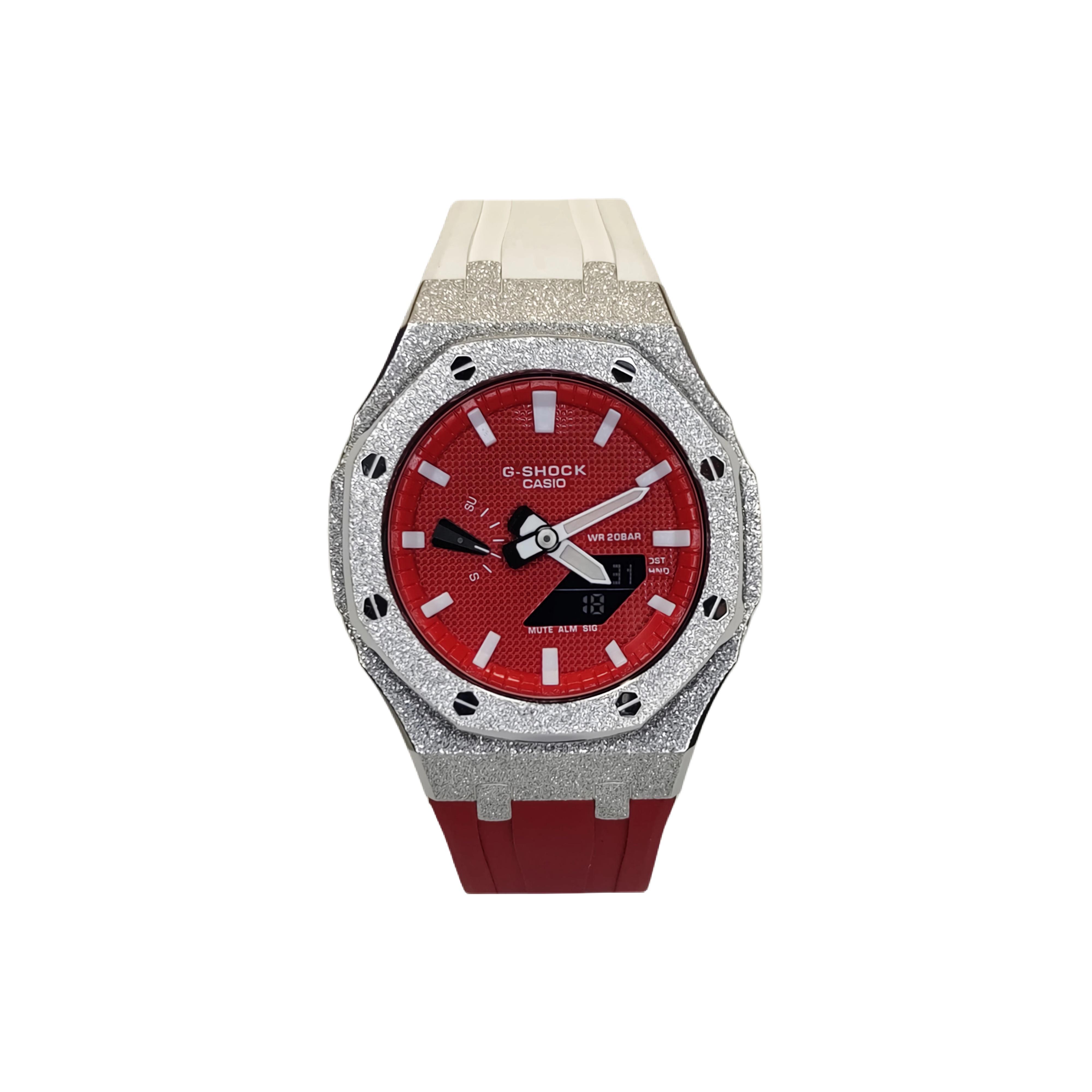 CASIO Men Red Watch GA-2100-4A(Watch3--l) Regular Watch Box