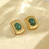 GEMCHIC Women's 18K Gold Plated Stainless Steel Geometric Hexagon Shield Earrings Vintage Fashion Personality Earrings