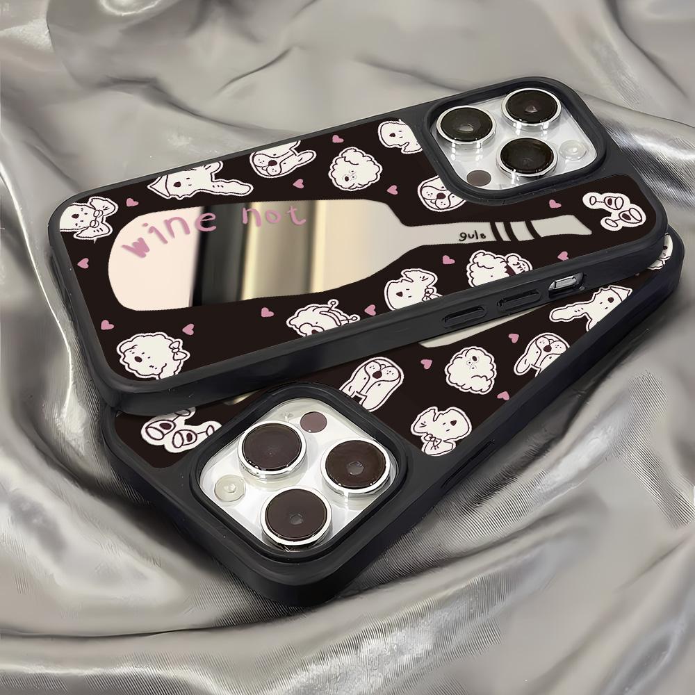 Mirror Phone Case for iPhone 15 11 13 14 for 15 16 Pro Max 12 13 16 Pro Cloud Flower and Animal Cute Style Phone Case