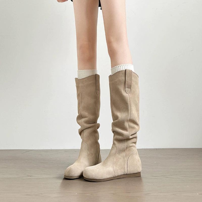 

Версия из коровьей кожи~ Модные универсальные женские ботфорты, но выше колена. Новые высокие ретро ботинки с плиссировкой на голенище для весны и осени. 40 хаки