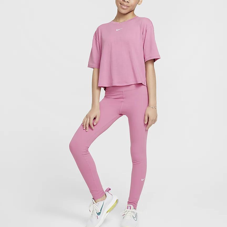 Nike Dri-FIT Comfortable Simple Skin-Friendly Short Sleeve T-Shirt Mystery Flamingo Red Kids Tops FZ5602646