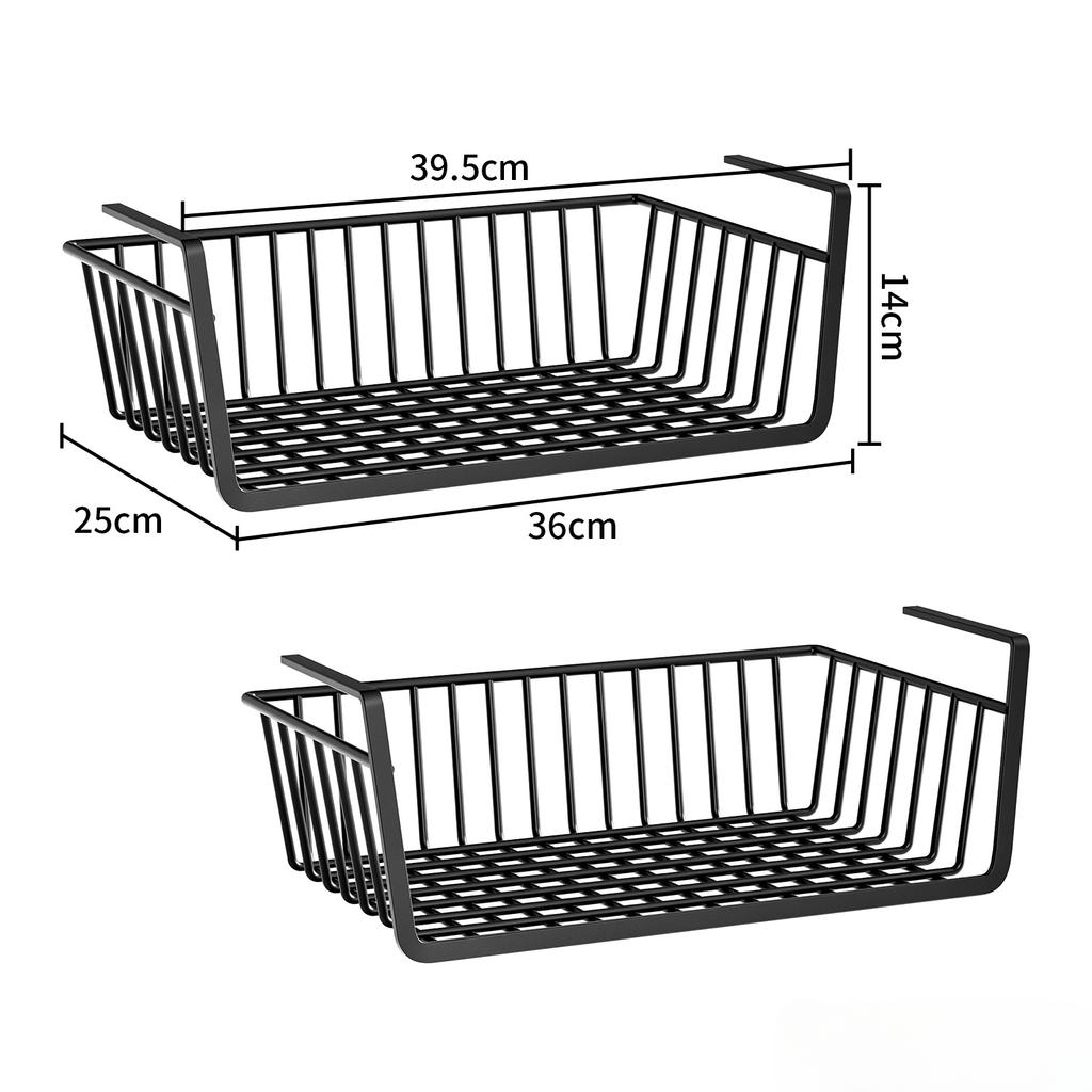2PCS Hanging Under Shelf Storage Basket Metal Cupboard Cabinet Organizer Rack Holder