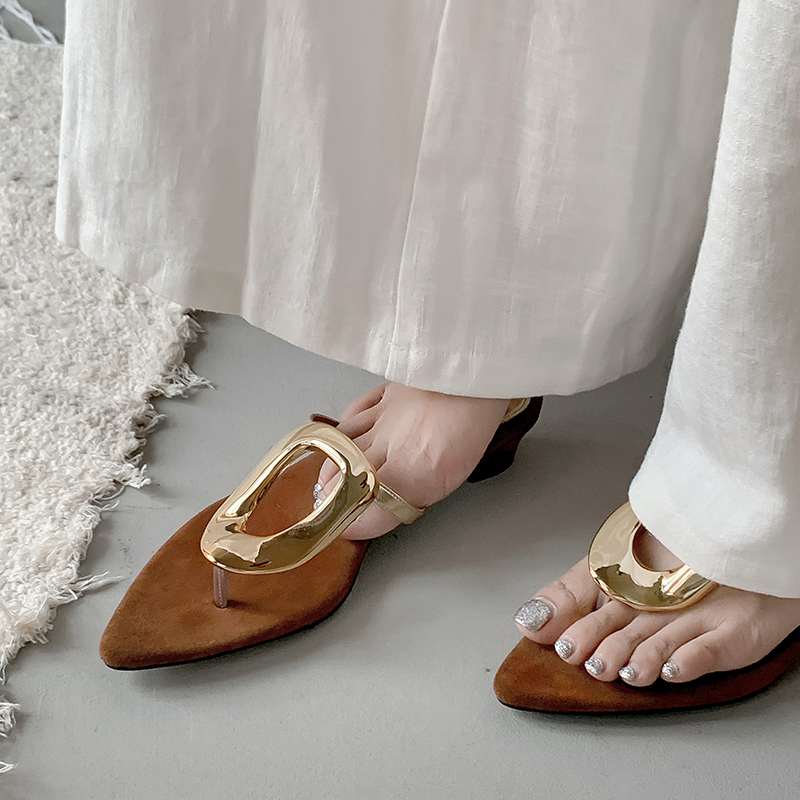Krazing Pot Sheepskin Mules Summer Size 40 Circle Buckle Outside Slippers Flip Flops Thick Heels Women Peep Toe Sandals 35 золотой 7289₽