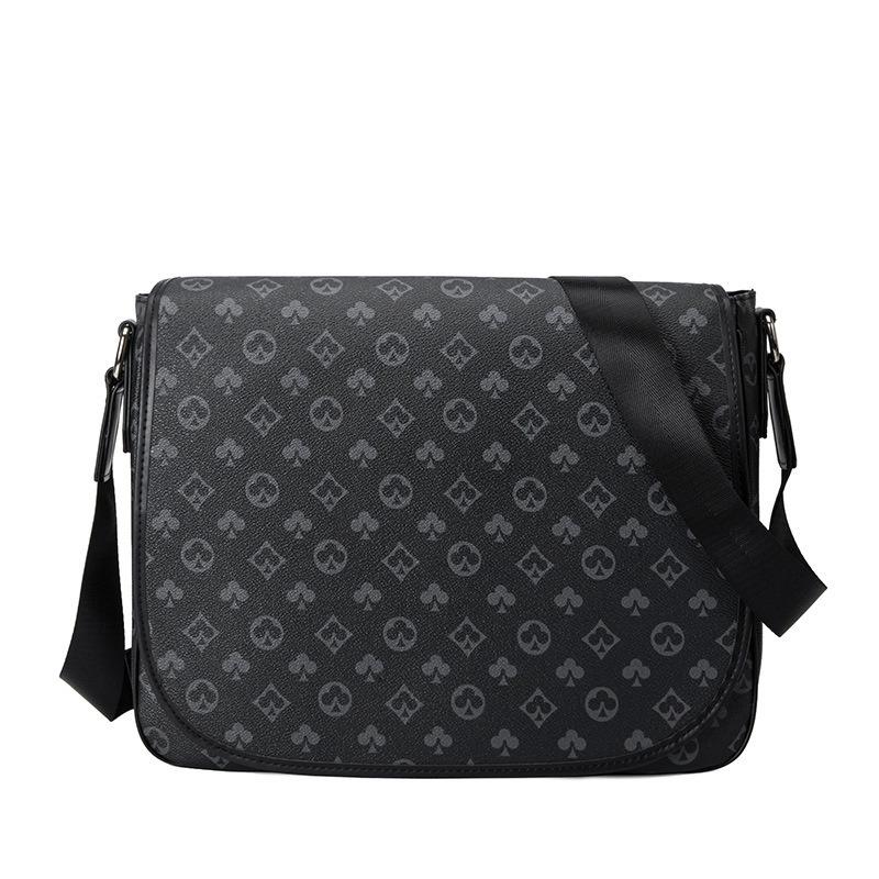 New men's bag playing card printing small square bag men's commuting flip briefcase single shoulder messenger bag tide