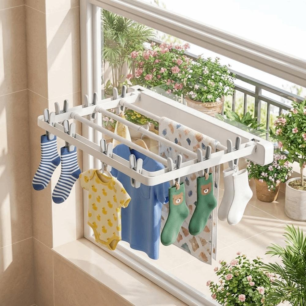Anti-slip Sock Folding Clothes Dryer Windproof Multi-Clip Drying Rack Folding Drying Rack  Indoor