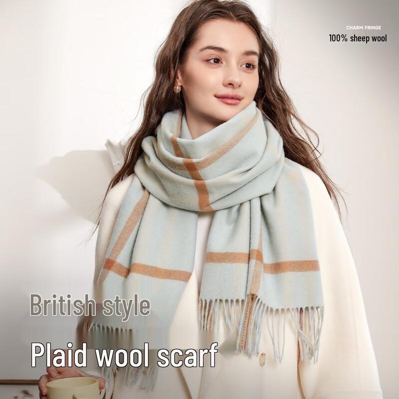 

Women s 100% Wool Plaid Winter Scarf 170x50cm