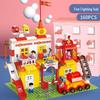 Children's Educational Building Blocks - Police and Fire Station Set with Engineering Vehicles, Large Pieces, Ideal Gift for Boys
