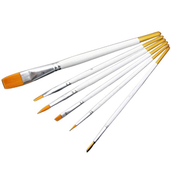 6 Pcs Art Painting Brushes Set Acrylic Oil Watercolor Artist Paint Brush Tool