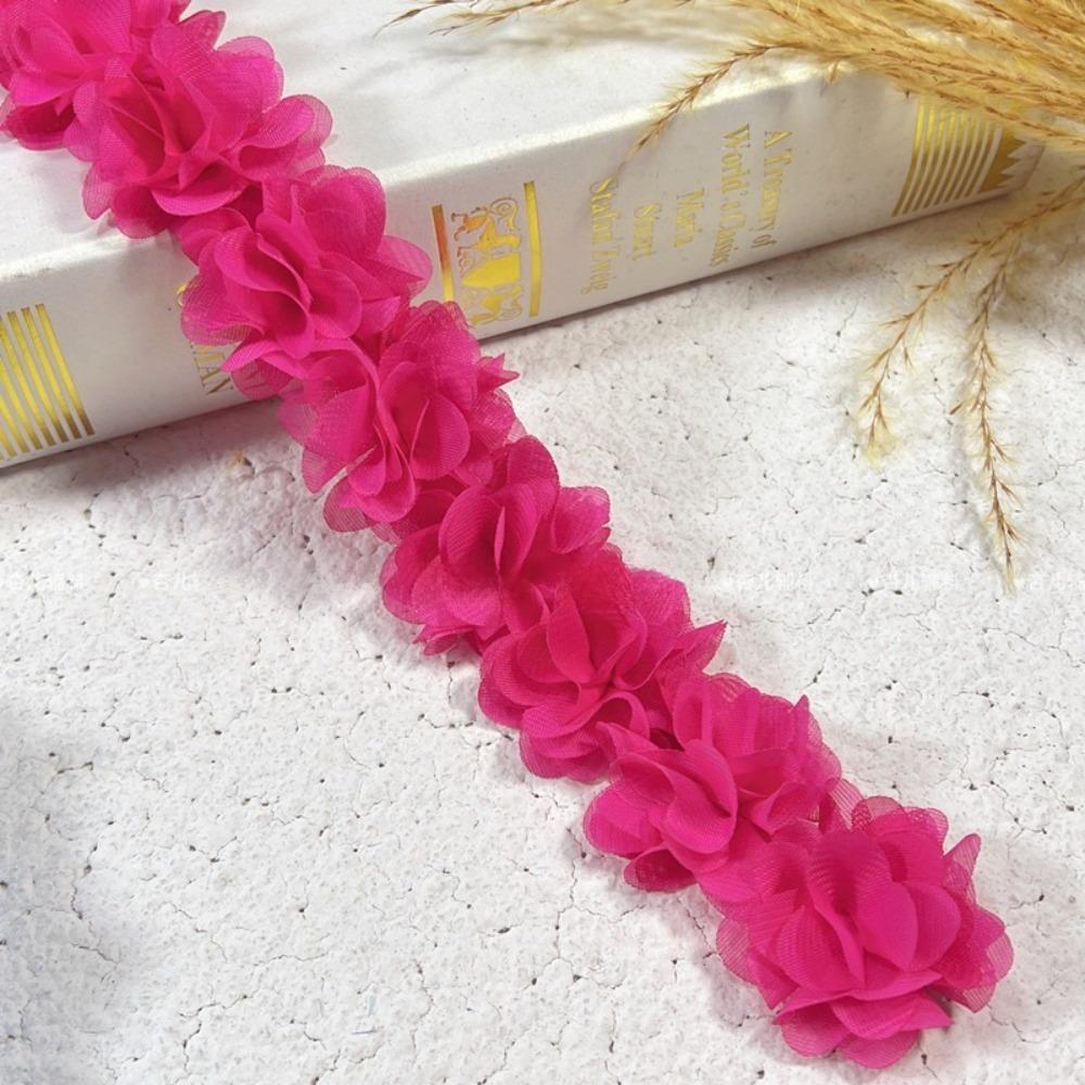 10Yards New 5cm Width Chiffon Flowers Lace Multicolor Handmade DIY Lace 3D Lace Ribbon for Bag Decor