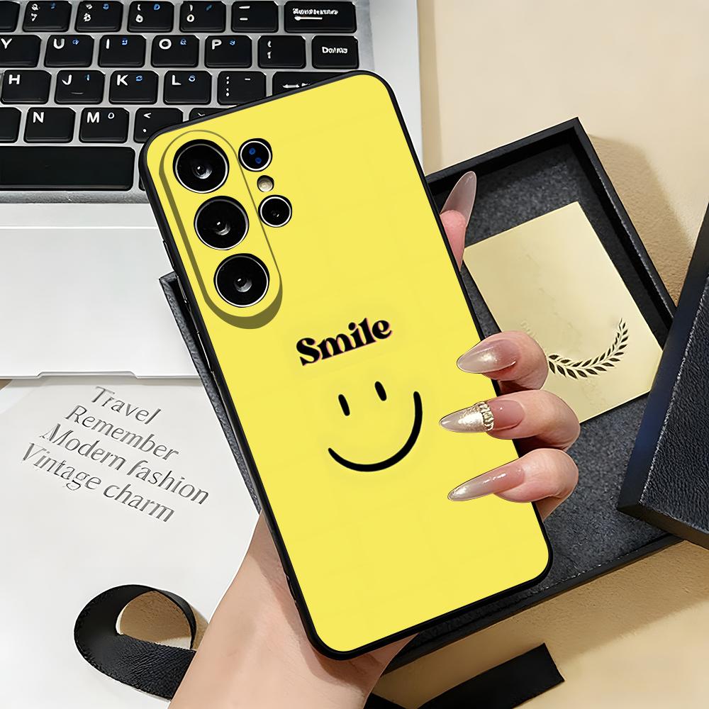 Anime Smile Phone Case For Samsung S26 S25 S24 FE S23 S22 S21 Plus S20 Ultra Note20Ultra Black Soft Shell