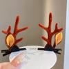1 Pair Kids Reindeer Antler Hair Clips Soft Plush Christmas Hairpin for Baby Girl Toddler Cute Photo Prop Party Hair Accessory
