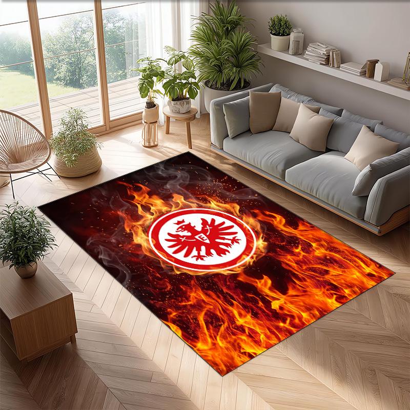 Eintracht Frankfurt Football Print Crystal Velvet Rug, Comfortable Water Absorbent Non Slip Indoor Floor Carpet