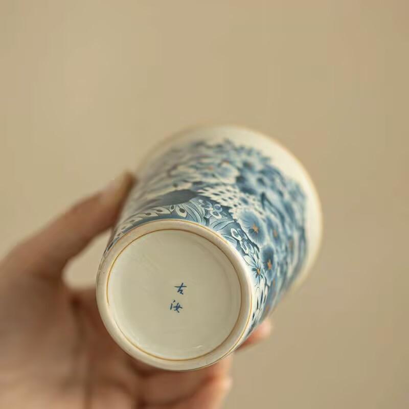 Ru Kiln Wanhua Coke Cup Can Be Raised With Opening Pieces, Ceramic Master Cup, Personal Cup, Teacup, Retro Household Kung Fu Tea Set