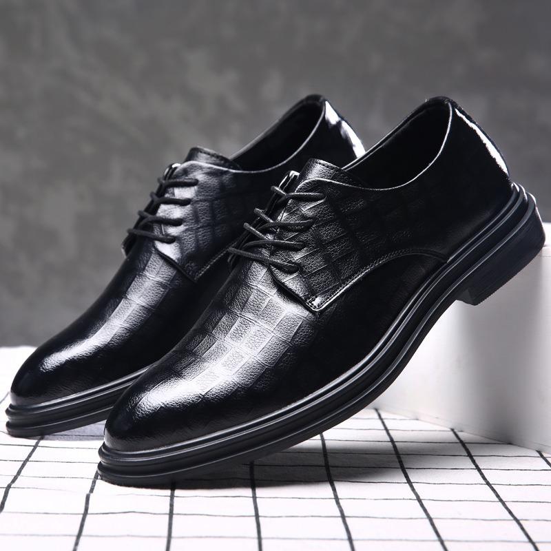 Dress Leather Shoes Men's New Business Casual Men's Shoes Genuine Leather British Black Small Leather Shoes