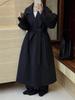 Women's Extra Long Double-Faced Wool Coat with Suit Collar - Elegant and Versatile Design
