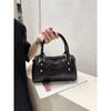 Stylish PU Bowler Bag Women Minimalist Urban Shoulder With Zip Phone Pocket