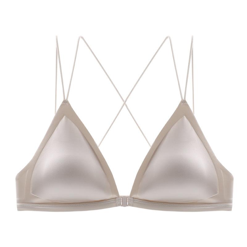 Beautiful back underwear women's small breasts gather and show big sexy front buckle triangle cup no steel ring thin seamless bra