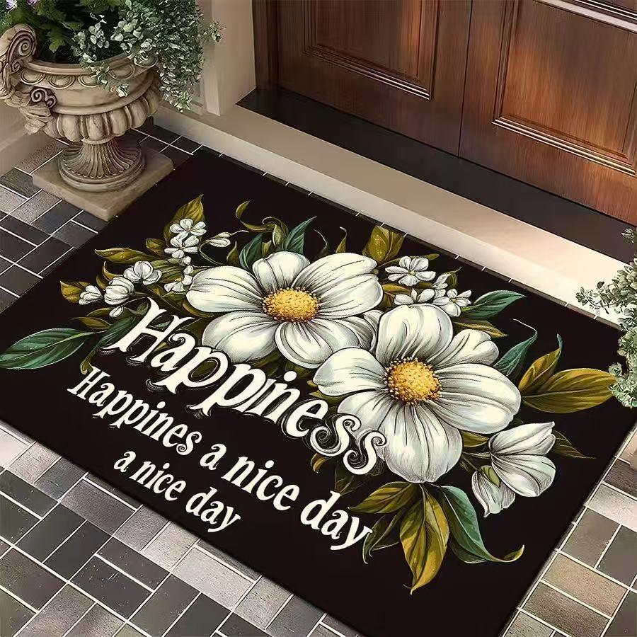 

White Daisy Flower Pattern Floor Mat Welcome Mat Kitchen Carpet Bathroom Entrance Anti-slip Mat Indoor and Outdoor Door Mat 40x60cm