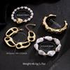 Liquid Metal Geometric Bracelets Set For Women Irregular Imitation Pearls Heart Beaded Bracelets Party Jewelry Gifts