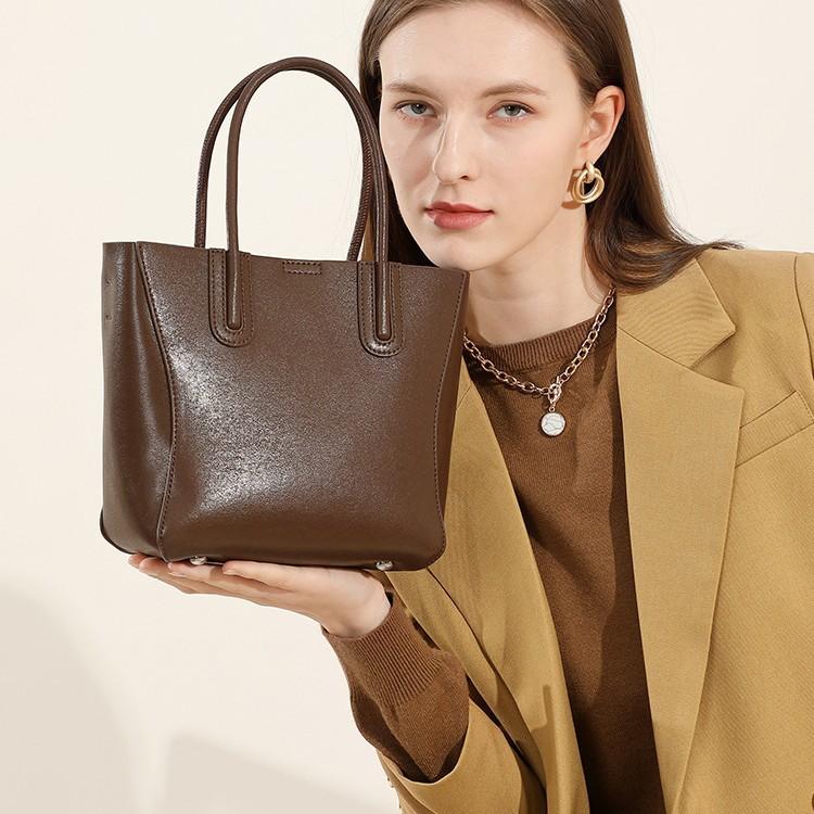 Leather Bucket Bag Textured Shoulder Bag Simple Shoulder Messenger Women's Bag