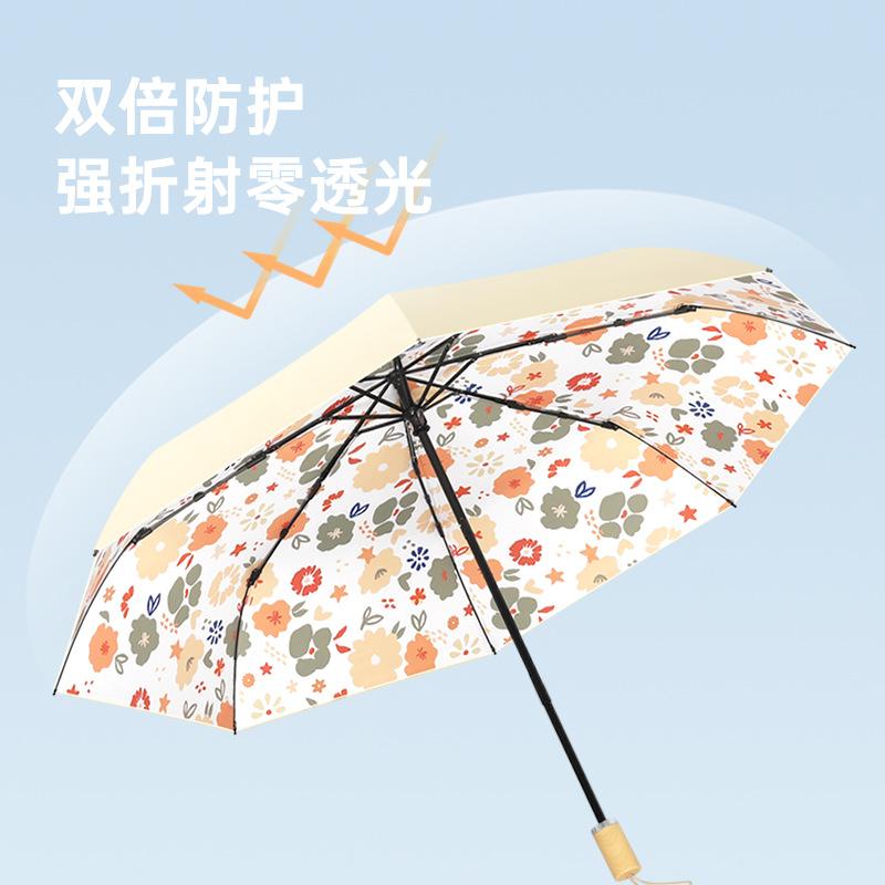 Three-fold Eight-bone Color Glue Manual Umbrella Sun Umbrella Sun Protection UV Protection Silver Glue Parasol