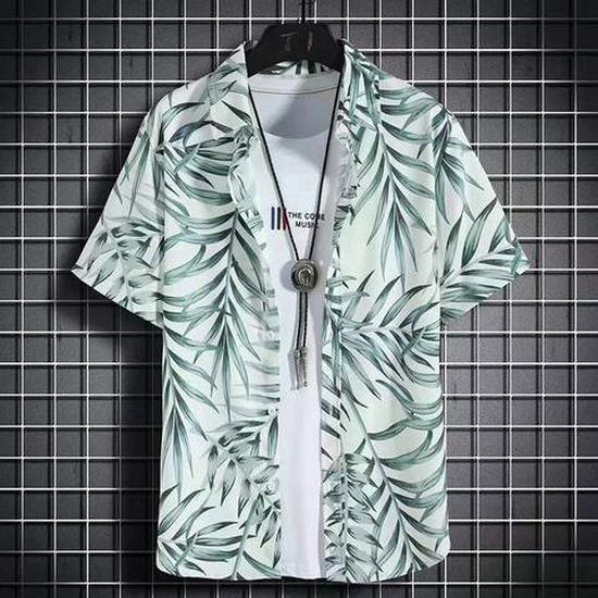 Uniseksowa letnia koszula z krótkim rękawem w kwiaty - Podróż Hainan Sanya i casualowy styl hongkoński