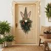 Rustic Style Easter Bunny Wreath Plastic Artificial Garland Easter Gnome Pendant  Porch Wall Decor