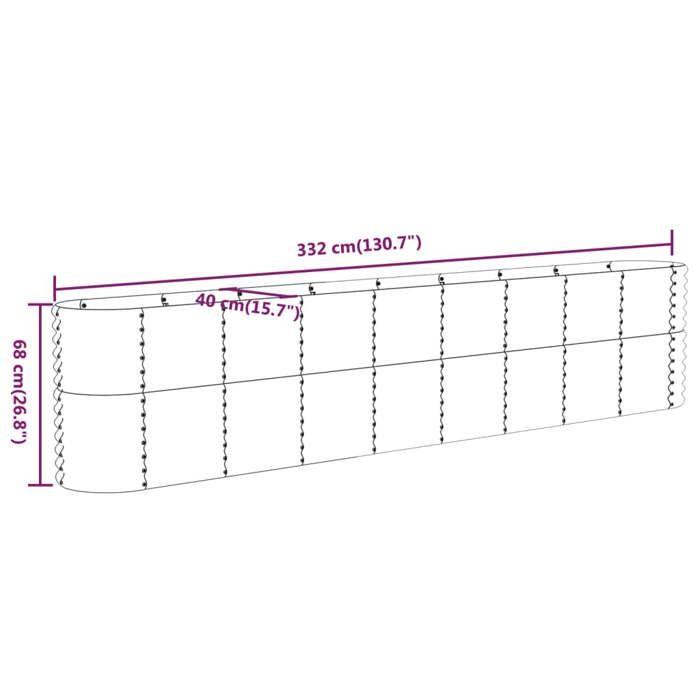 VidaXL Raised Garden Bed Flower Pot Planter Box Raised Bed Patio Terrace Outdoor Galvanized Steel 332x40x68 318909