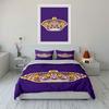 Royal Crown Design on Purple Background Print Bedding Set Duvet Cover Pillowcases (1* Duvet Cover 2* Pillowcases Do Not Include Comforter)
