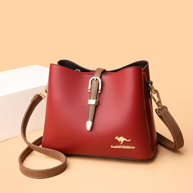 Borsa a Tracolla a Secchiello da Donna Multi-strato Elegante