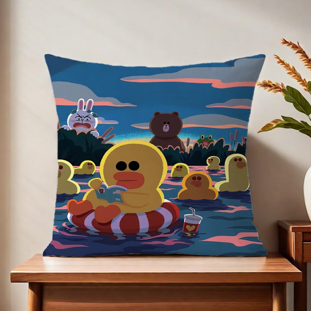 Cute Cartoon Art Duck Cushion Cover For Pillow Printing Sofa Decoration Home Car Room Coffee Shop Office Nordic Simplicity