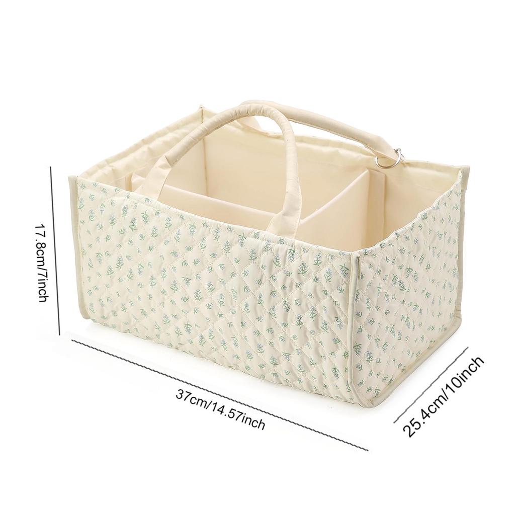 Portable Baby Diaper Caddy Organizer Quilted Floral Foldable with Dividers Nursery Storage Tote for Changing Table Car Travel