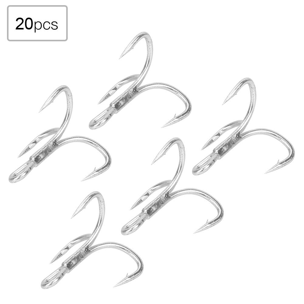 Fishing Hook Sharpened Barbed High Strength Metal Treble Hooks Fishhook (20pcs*6#)