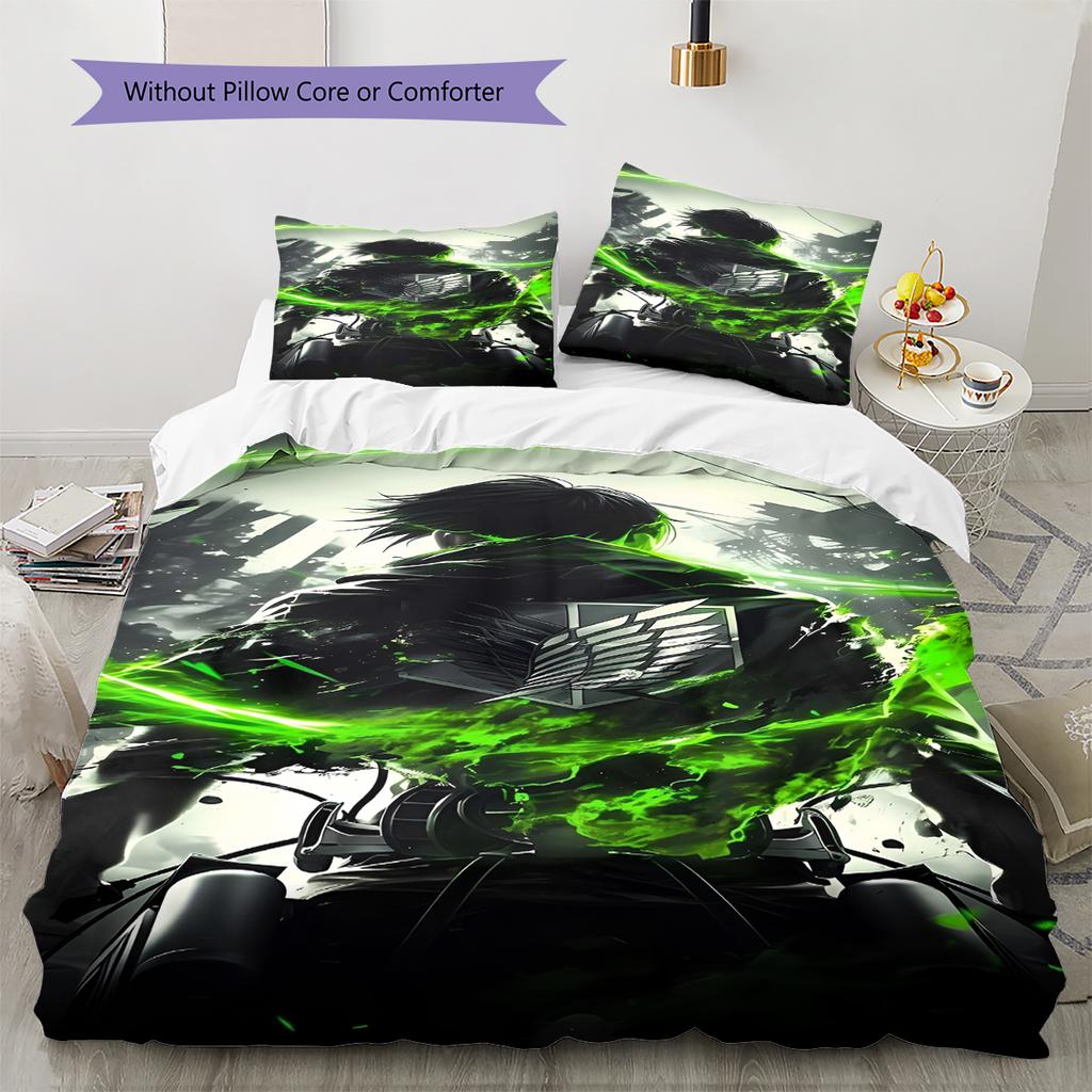 Set Copripiumino Trapuntato con Motivo Anime Federe Decorazione Casa Regalo di Compleanno (1 * copripiumino + 2 * federa, senza nucleo)