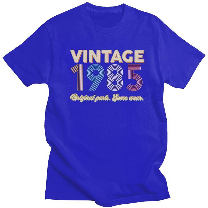 Custom Vintage Original Parts Some Wear 1985 40th Birthday T Shirt Men Short Sleeve 100 Cotton Tshirt Casual Tee Tops