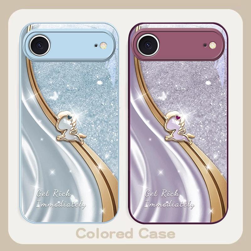 Ein verträumtes lila Einhorn Für iPhone 17 Air 16 E 15 14 13 Plus 12 mini 17 Pro Max 11Pro XR Xs 16E 7 8 11 Gehärtetes Glas Handyhülle