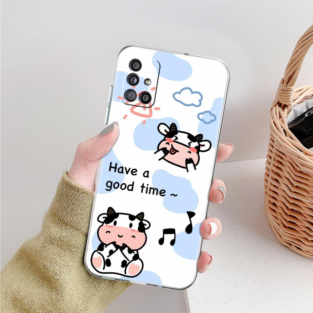 Case For Samsung A15 A13 A35 A55 A51 A71 A41 A31 A21S A05 A17 A23 A25 A33 A53 A73 5G A07 4G Cover Dairy Cattle Cow Speckle Cute