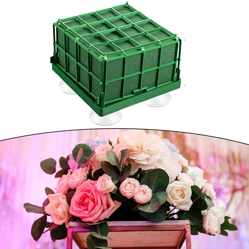 1/2 SZT Kwadratowa Klatka z Gąbki Florystycznej Uchwyt na Kwiaty Gąbka Florystyczna do Świeżych Kwiatów Klatka Miska na Element Centralny Stołu Kompozycja Florystyczna